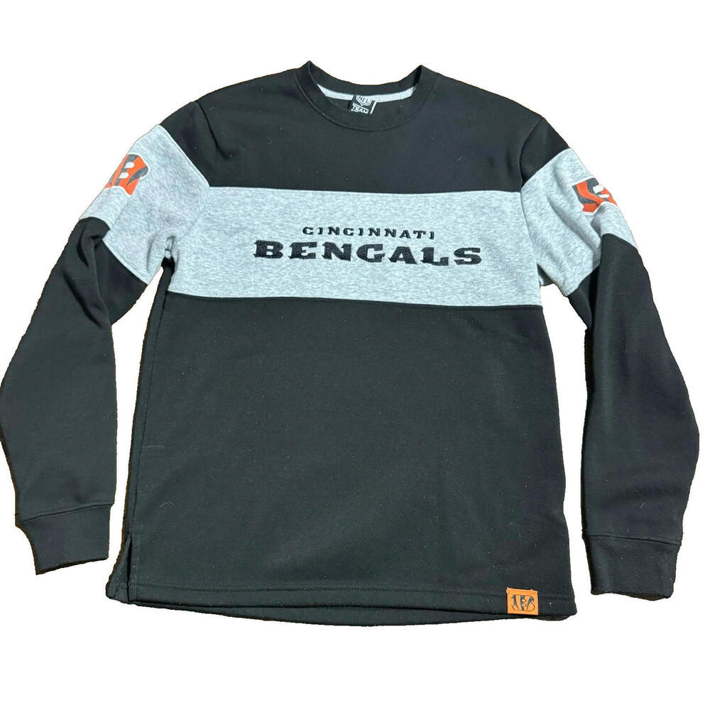 Men's Cincinnati Bengals NFL Team Apparel Black Crewneck Sweatshirt Pullover S